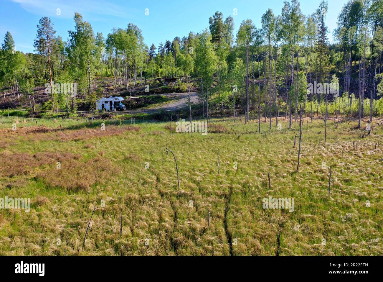 Mire in Svezia centrale, motorhome, Svezia, Vaermland Foto Stock