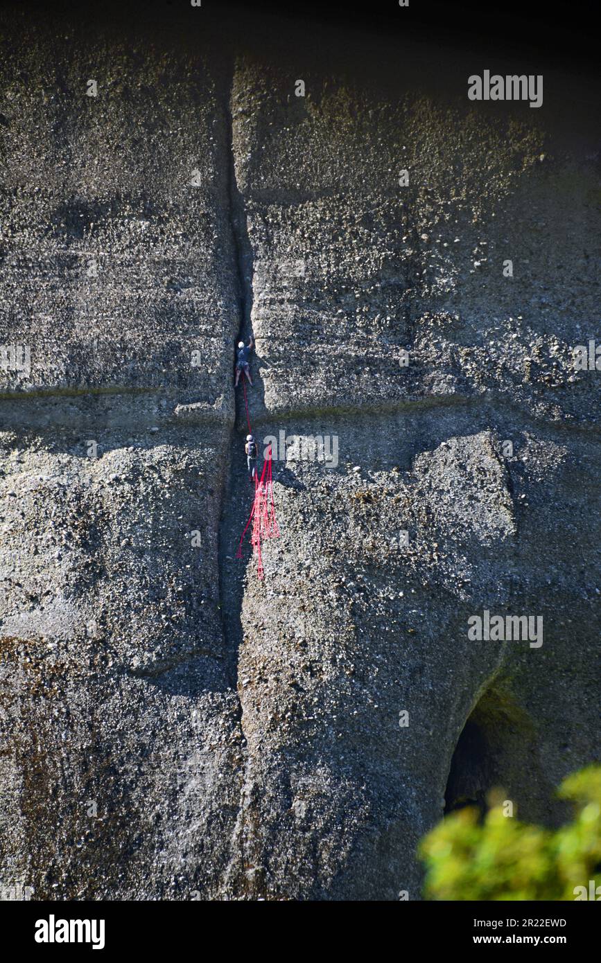 Arrampicata su roccia ai Meteori, Grecia, Tessaglia Foto Stock