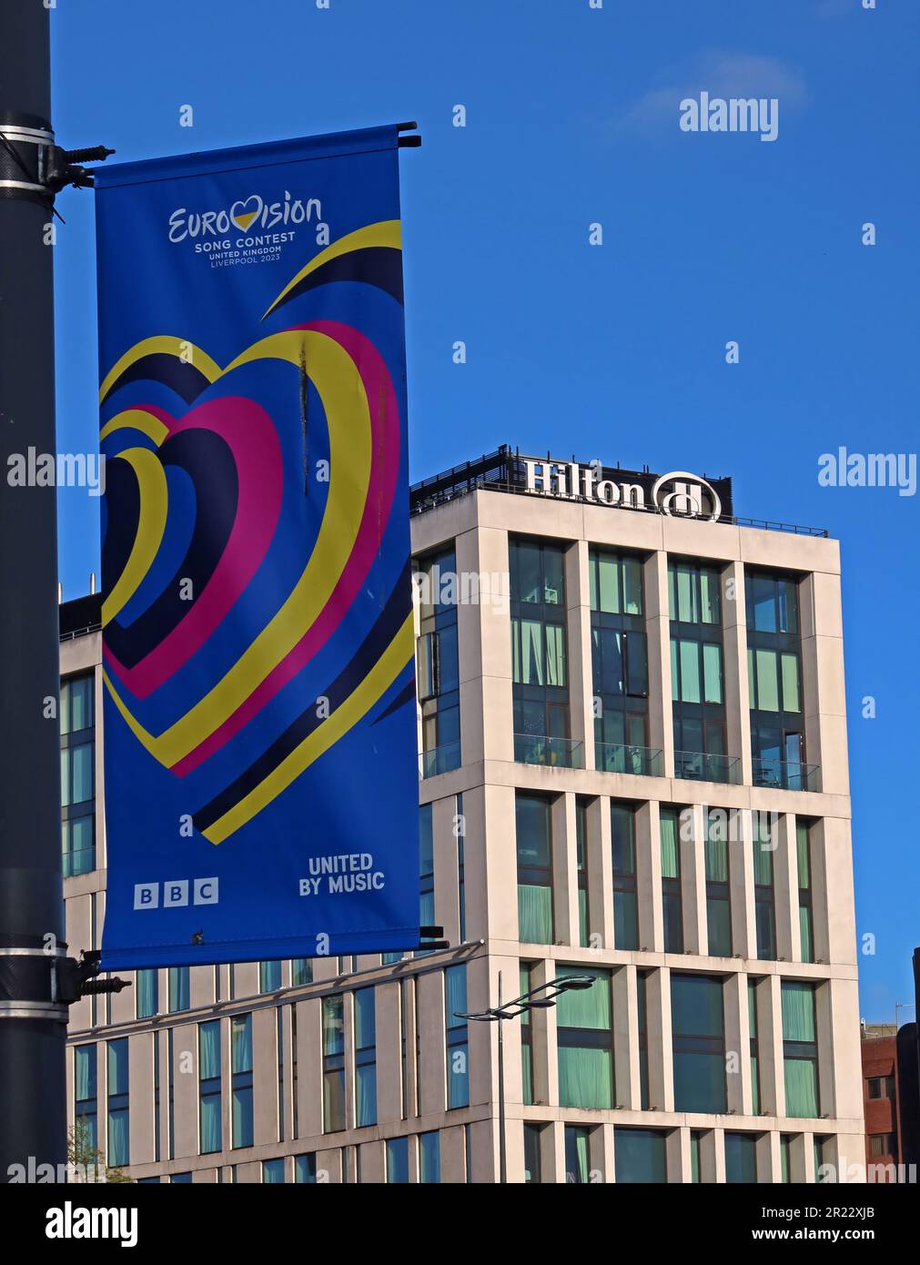 Shine Bright Liverpool - Benvenuti all'Eurovision 2023 al Royal Albert Dock, Pier Head, Liverpool, Merseyside, Inghilterra, REGNO UNITO, L3 4AF Foto Stock