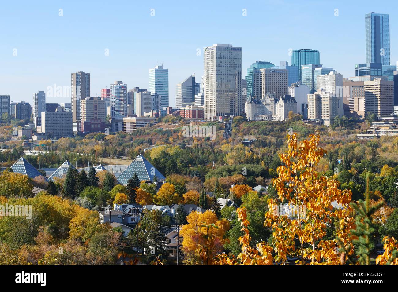 Un paesaggio urbano autunnale di Edmonton, Alberta, Canada. Foto Stock
