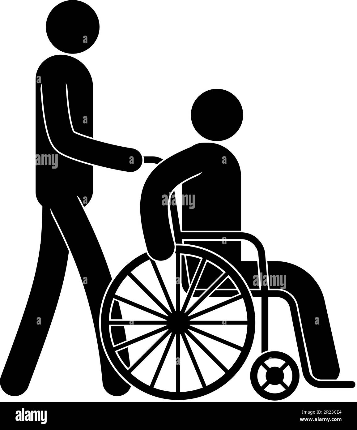 Un uomo che spinge una sedia a rotelle con una persona Illustrazione Vettoriale