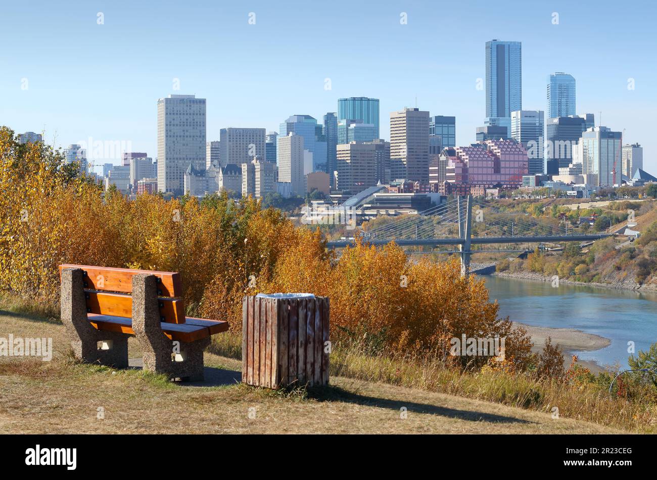 Un paesaggio urbano autunnale di Edmonton, Alberta, Canada. Foto Stock