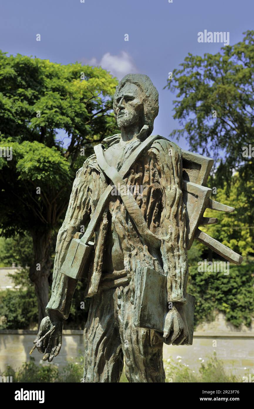 FRANCIA, VAL D'OISE (95) AUVERS-SUR-OISE, STATUA DI VINCENT VAN GOGH Foto Stock