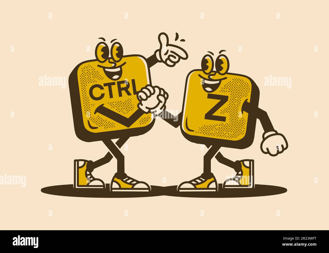 Mascotte vintage personaggio design del pulsante Z di controllo Illustrazione Vettoriale