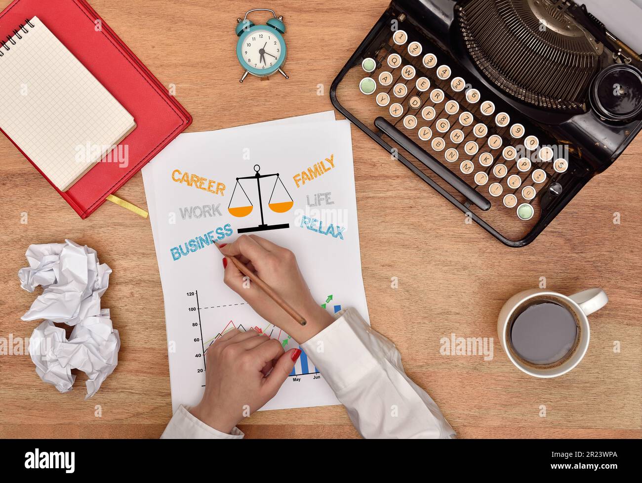Disegno a mano Scegli tra carriera e famiglia, Vista dall'alto Foto Stock