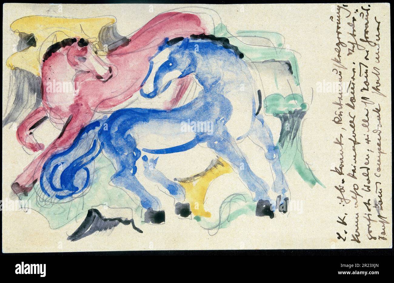 Franz Marc, Cavallo Rosso e Blu, pittura 1913 Foto Stock