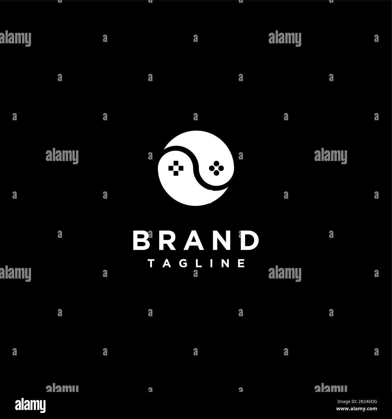 Semplice logo design simbolo Zen con icona di gioco. Rappresenta dualità, paradosso, unità nella diversità, cambiamento e armonia. Illustrazione Vettoriale