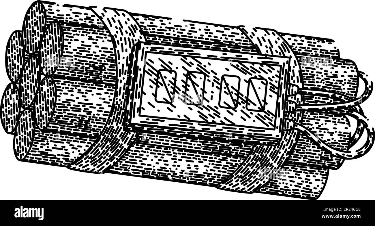 bomba dinamite tnt schizzo vettore disegnato a mano Illustrazione Vettoriale