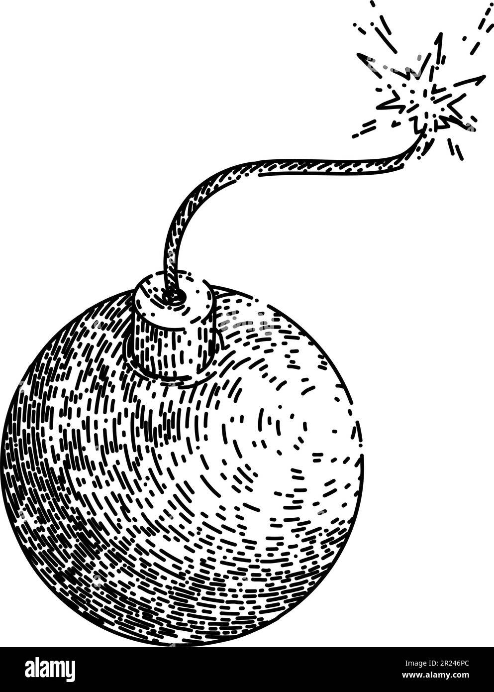 fusibile dinamite tnt schizzo vettore disegnato a mano Illustrazione Vettoriale