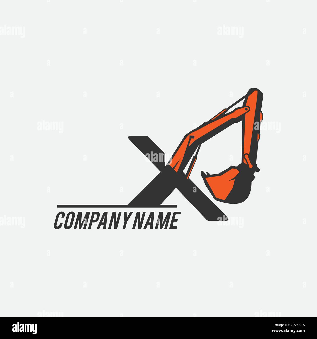 Ultima illustrazione dell'escavatore X Creative per la sagoma del logo.EPS 10 Illustrazione Vettoriale