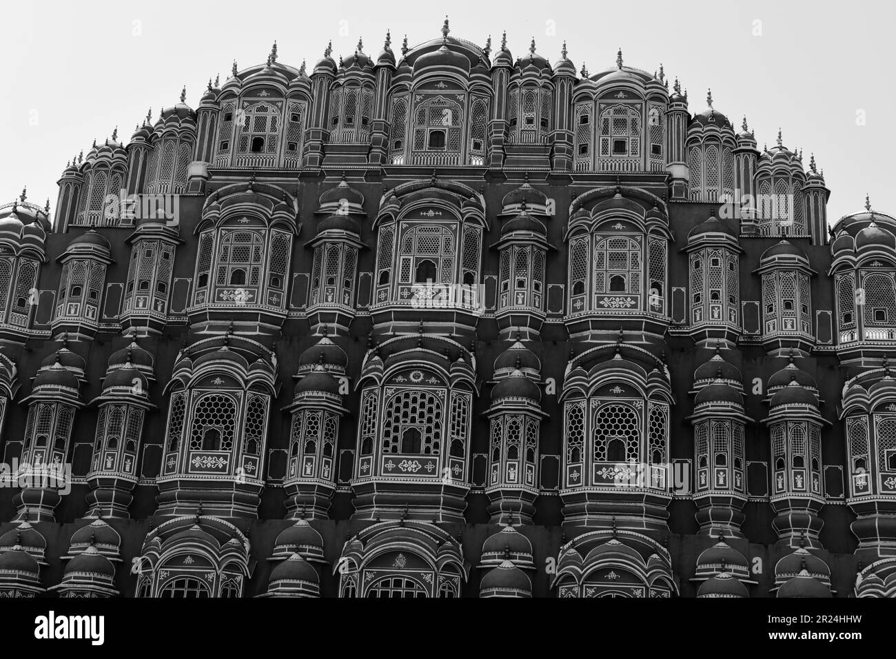 L'Hawa Mahal in bianco e nero. Foto Stock