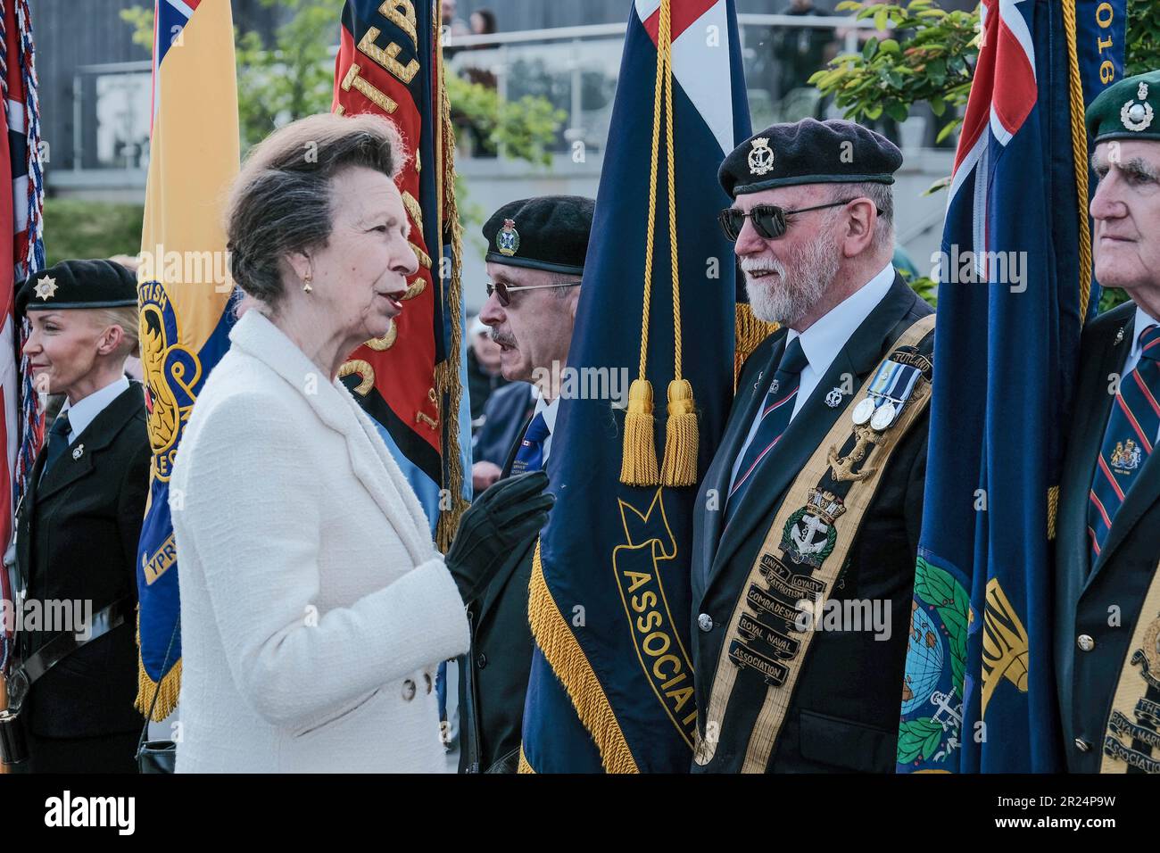 National Memorial Arboretum, Regno Unito. 16th maggio 2023. HRH la principessa reale partecipa al 60th° anniversario della Royal British Legions dell'ultimo serviteman che è stato sradicato dal servizio nazionale e incontra militari e donne che hanno servito nei vari conflitti. Credit Mark Lear / Alamy Live News Foto Stock