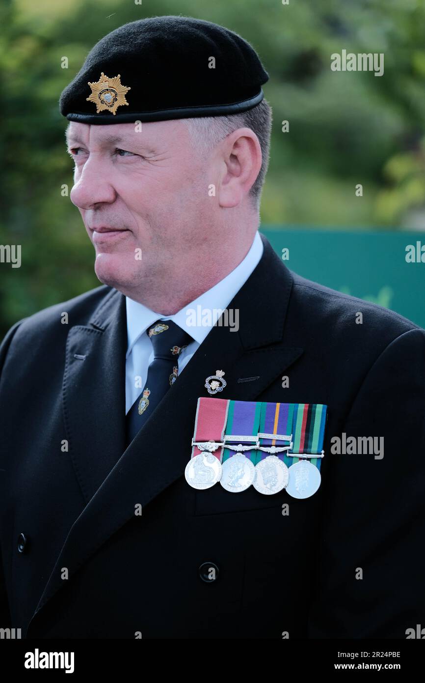 National Memorial Arboretum, Regno Unito. 16th maggio 2023. HRH la principessa reale partecipa al 60th° anniversario della Royal British Legions dell'ultimo serviteman che è stato sradicato dal servizio nazionale e incontra militari e donne che hanno servito nei vari conflitti. Credit Mark Lear / Alamy Live News Foto Stock