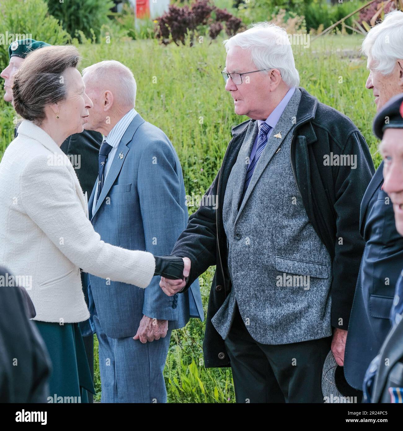 National Memorial Arboretum, Regno Unito. 16th maggio 2023. HRH la principessa reale partecipa al 60th° anniversario della Royal British Legions dell'ultimo serviteman che è stato sradicato dal servizio nazionale e incontra militari e donne che hanno servito nei vari conflitti. Credit Mark Lear / Alamy Live News Foto Stock