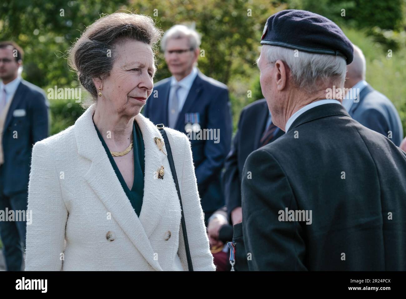 National Memorial Arboretum, Regno Unito. 16th maggio 2023. HRH la principessa reale partecipa al 60th° anniversario della Royal British Legions dell'ultimo serviteman che è stato sradicato dal servizio nazionale e incontra militari e donne che hanno servito nei vari conflitti. Credit Mark Lear / Alamy Live News Foto Stock