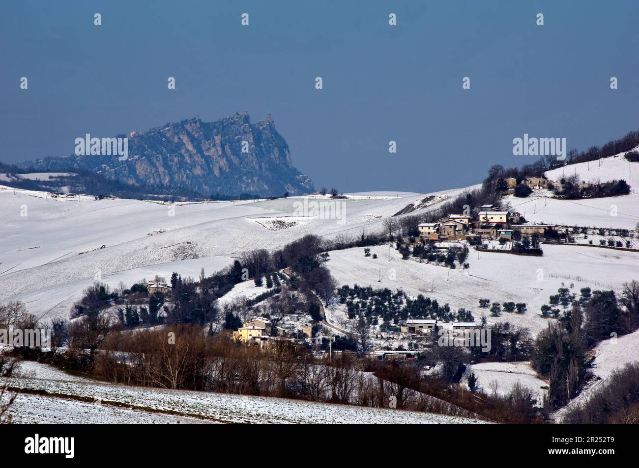 veduta panoramica del Monte Titano a San Marino Foto Stock