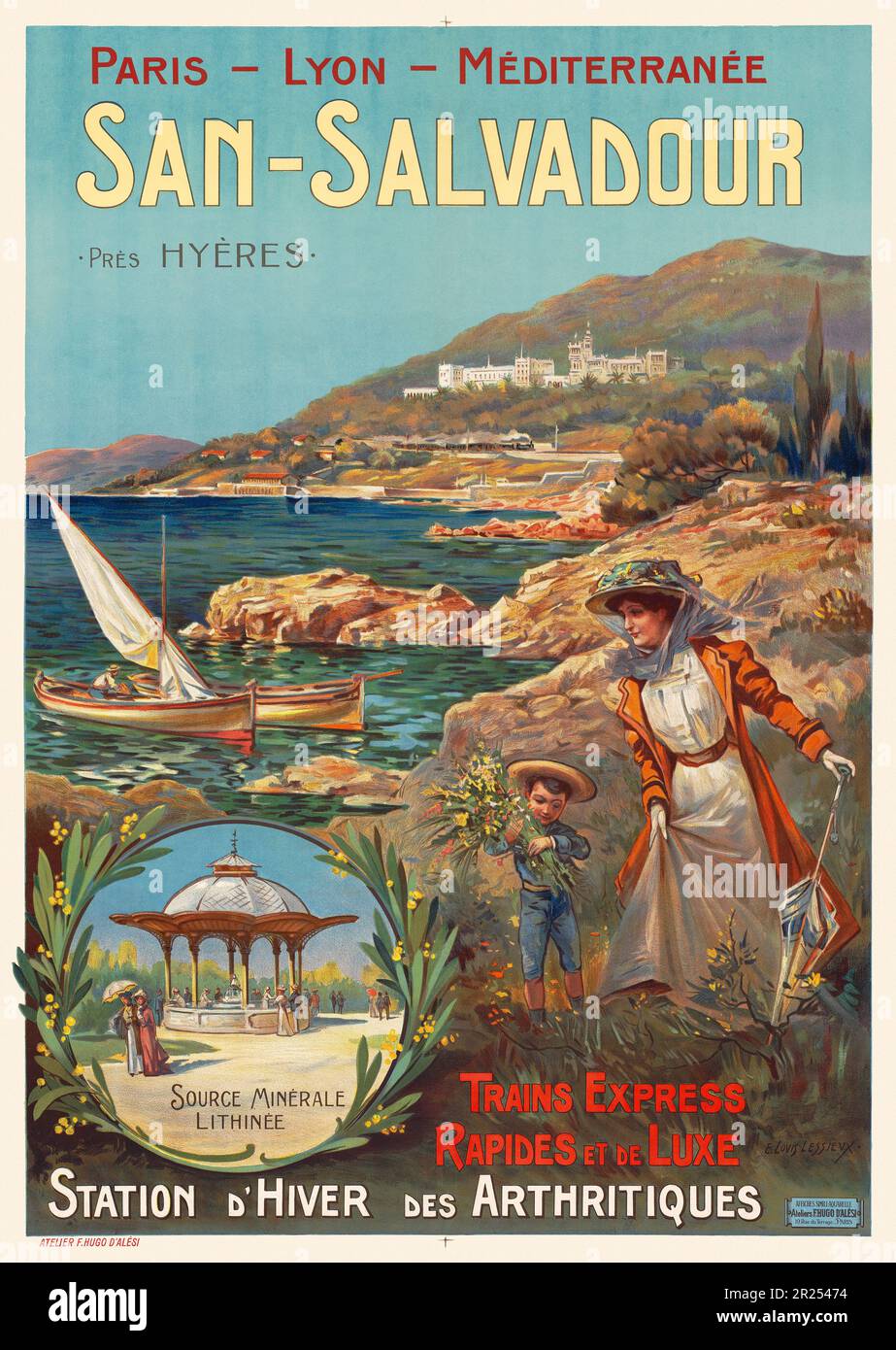 Parigi - Lione - Méditerranée. San-Salvadour près Hyères di Ernest Louis Lessieux (1848-1925). Poster pubblicato nel 1920 in Francia. Foto Stock
