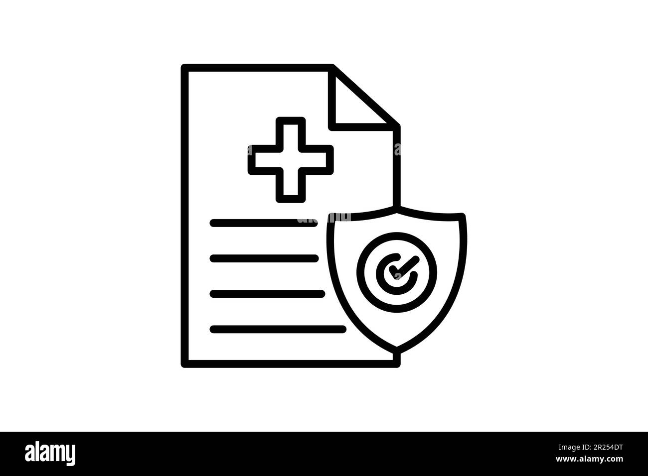 Assicurazione medica icona. icona schermo con documento. icona relativa all'assicurazione sanitaria. Design stile icona linea. Semplice disegno vettoriale modificabile Illustrazione Vettoriale