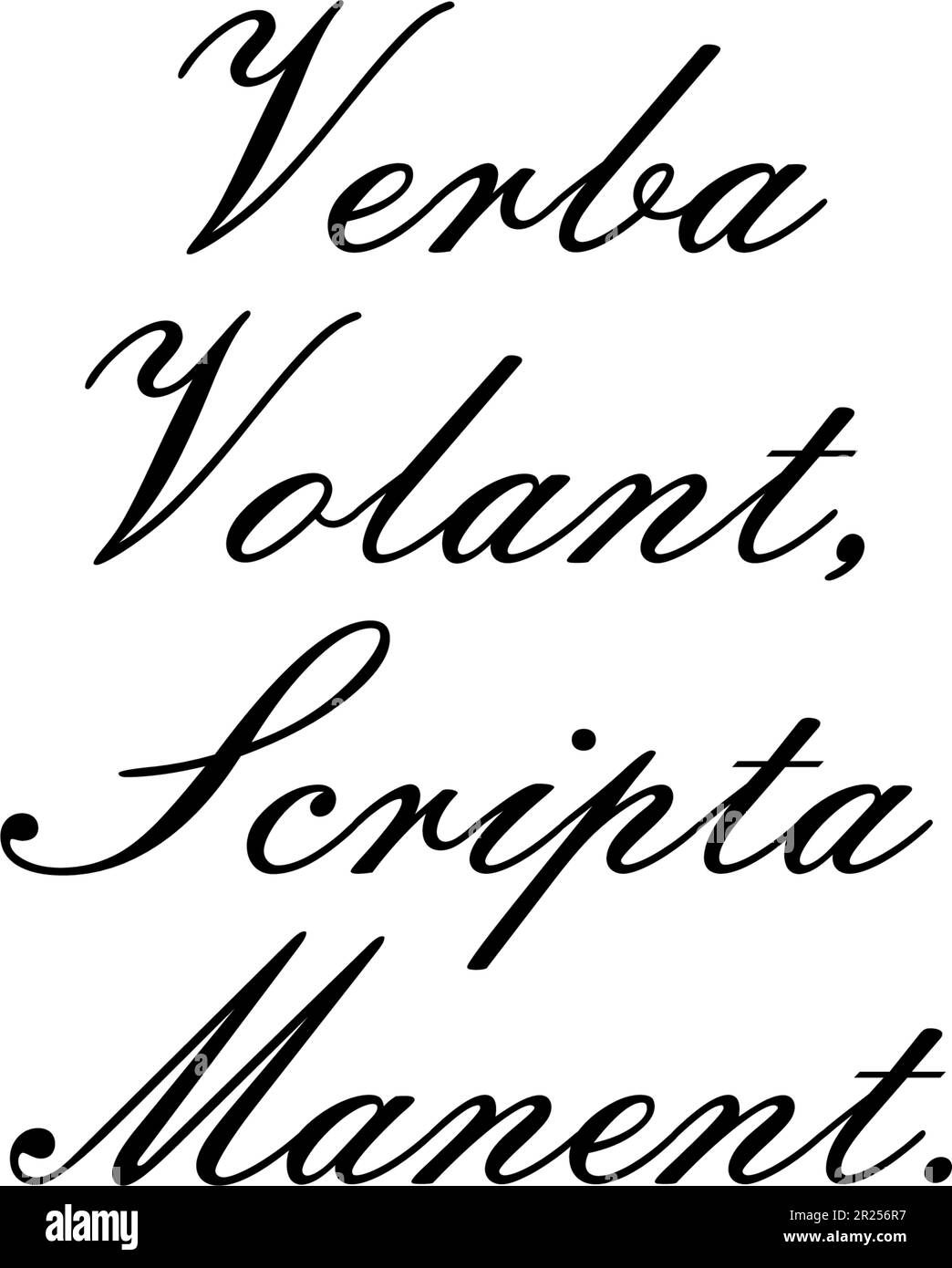 ''Verba Volant, Scripta Manent.'' Citazione latina, ''le parole pronunciate volano via, le parole scritte rimangono.'' illustrazione vettoriale per t-shirt, tazza, poster, borsa. Illustrazione Vettoriale