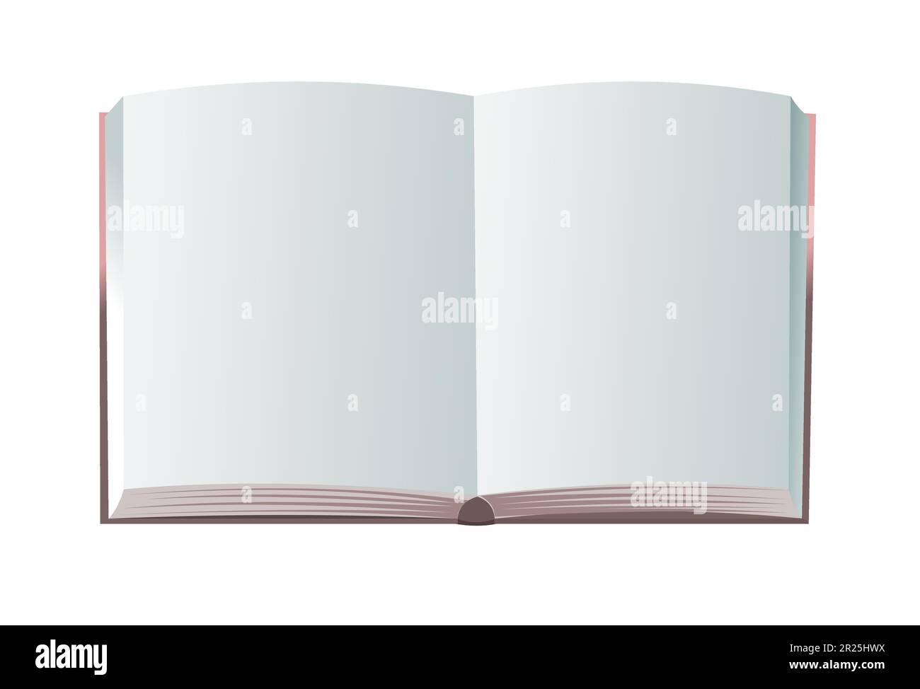 Libro con pagine senza testo aperto. Blocco note e notebook. Pagine non arrotolate. Isolato su sfondo bianco. Vettore. Illustrazione Vettoriale