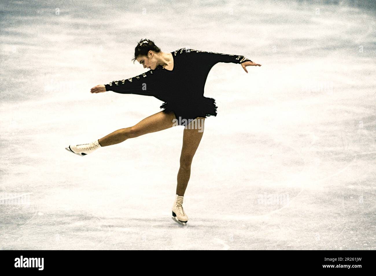 Katerina Witt (GDR) ai Mondiali di Pattinaggio 1986. Foto Stock