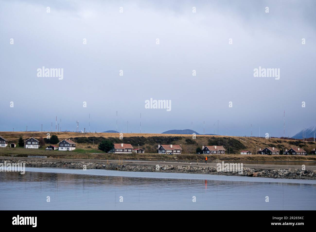 Case pittoresche nella città di Ushuaia, Tierra del Fuego, Argentina Foto Stock