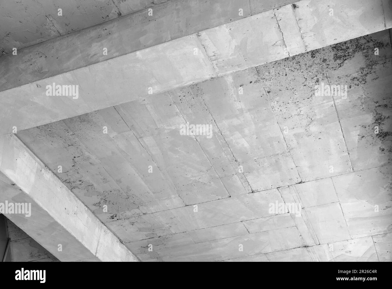 Astratto calcestruzzo architettura foto di sfondo, costruzione di soffitti con travi Foto Stock