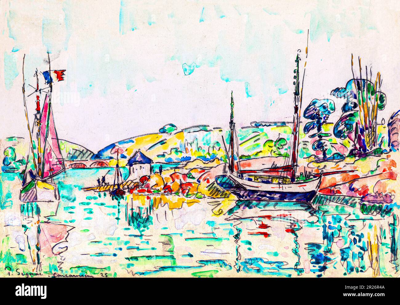 Pittura Concarneau in alta risoluzione di Paul Signac. Originale dalla galleria d'arte dell'Università di Yale. Foto Stock