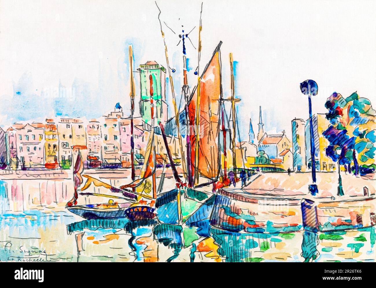 La Rochelle dipinto ad alta risoluzione di Paul Signac. Originale della Fondazione Barnes. Foto Stock