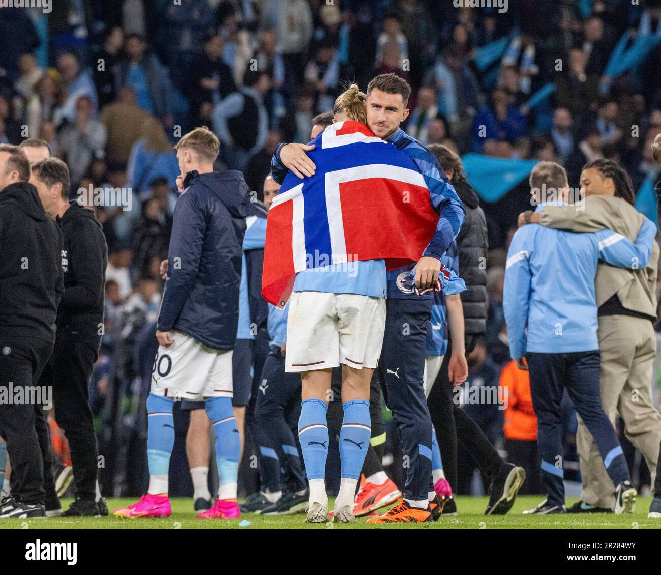 Manchester, Inghilterra. 17/05/2023, Haaland dopo la semifinale della UEFA Champions League (2nd tappa) tra Man City e Real Madrid allo stadio Etihad di Manchester, Inghilterra. Credit: STAMPA CORDON/Alamy Live News Foto Stock