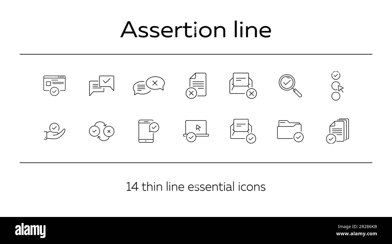 Icone delle linee di asserzione Illustrazione Vettoriale