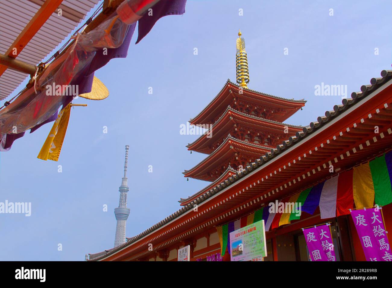 Pagoda a cinque piani e albero del cielo di Tokyo Foto Stock