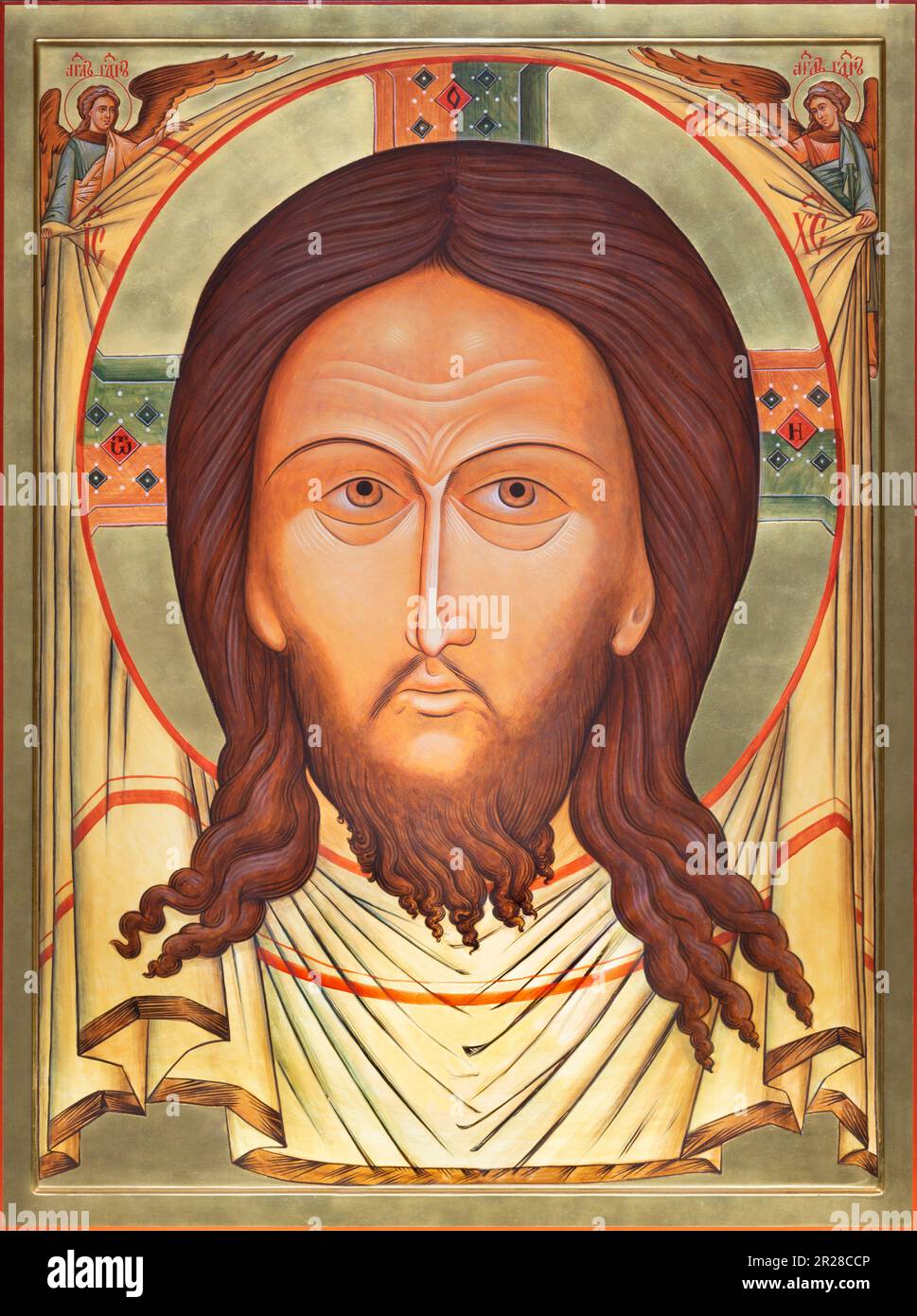 NAPOLI, ITALIA - 24 APRILE 2023: Il volto icona di Gesù Cristo nella chiesa di San Pietro Martire di un artista sconosciuto. Foto Stock