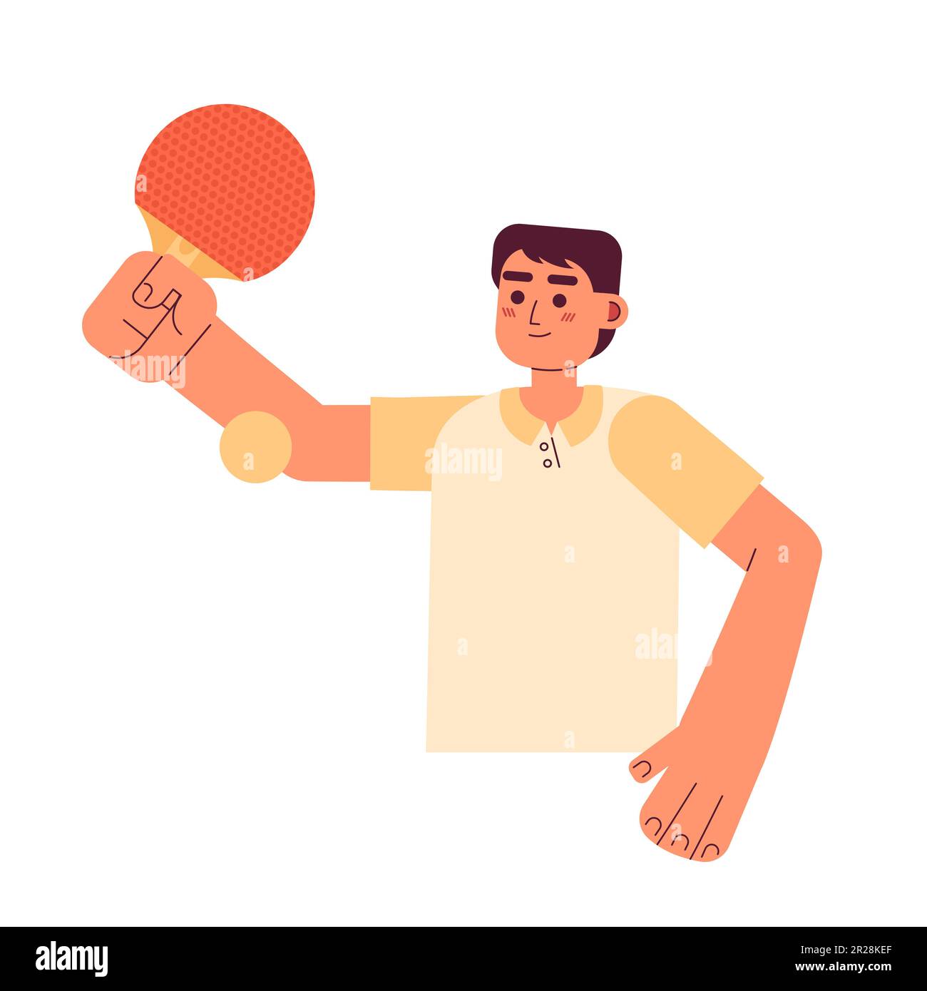 Giocatore di ping pong colpire palla con paddle semi piatto vettore colorato carattere Illustrazione Vettoriale Giocatore di ping pong colpire palla con paddle semi piatto vettore colorato carattere Illustrazione Vettoriale