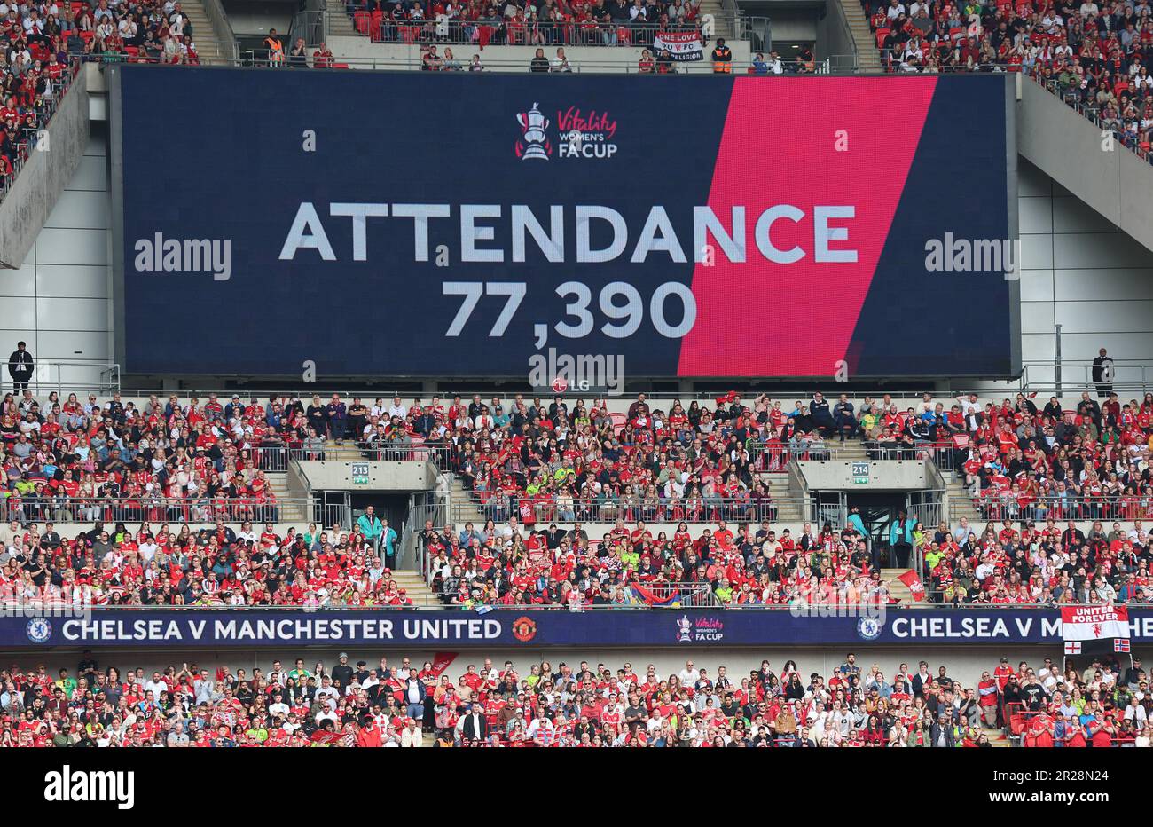 Record di frequenza nazionale durante la partita di calcio finale della Coppa della fa delle donne di vitalità tra le donne di Chelsea contro le donne del Manchester United allo stadio di Wembley, Foto Stock