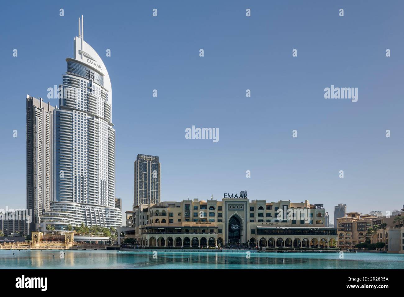 The Address Downtown Hotel and Souk al Bahar, Downtown Dubai, Emirati Arabi Uniti Foto Stock