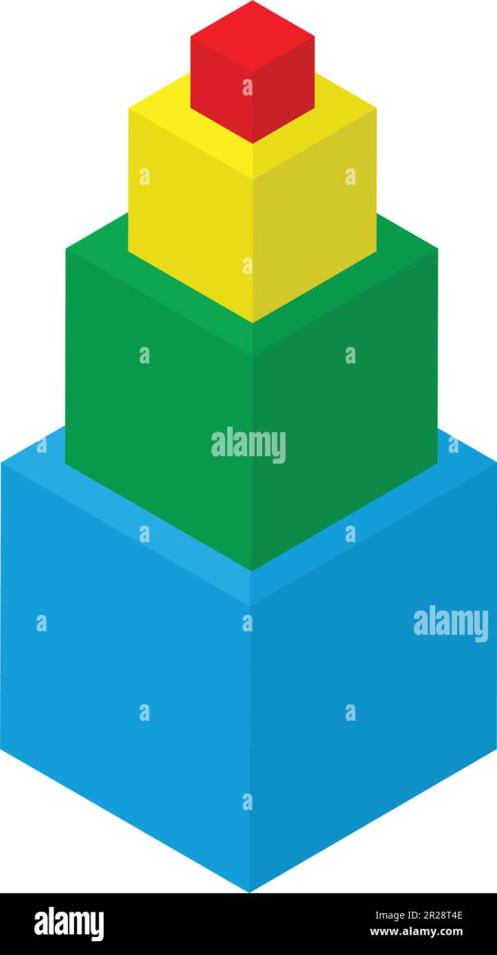 Piramide composta da quattro cubi colorati Illustrazione Vettoriale