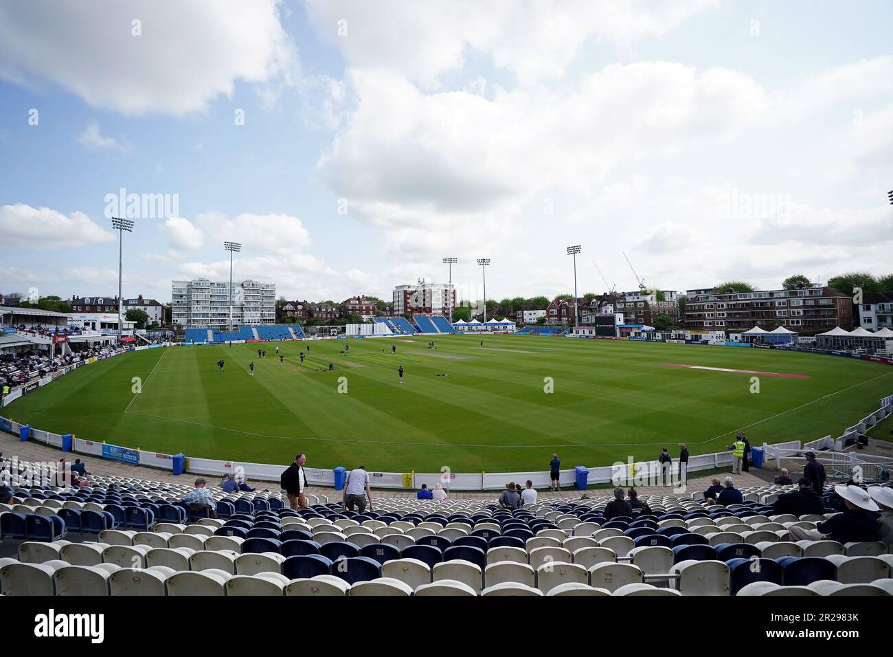 Vista generale all'interno del terreno il primo giorno della partita LV= Insurance County Championship al Central County Ground 1st, Hove. Data immagine: Giovedì 18 maggio 2023. Foto Stock