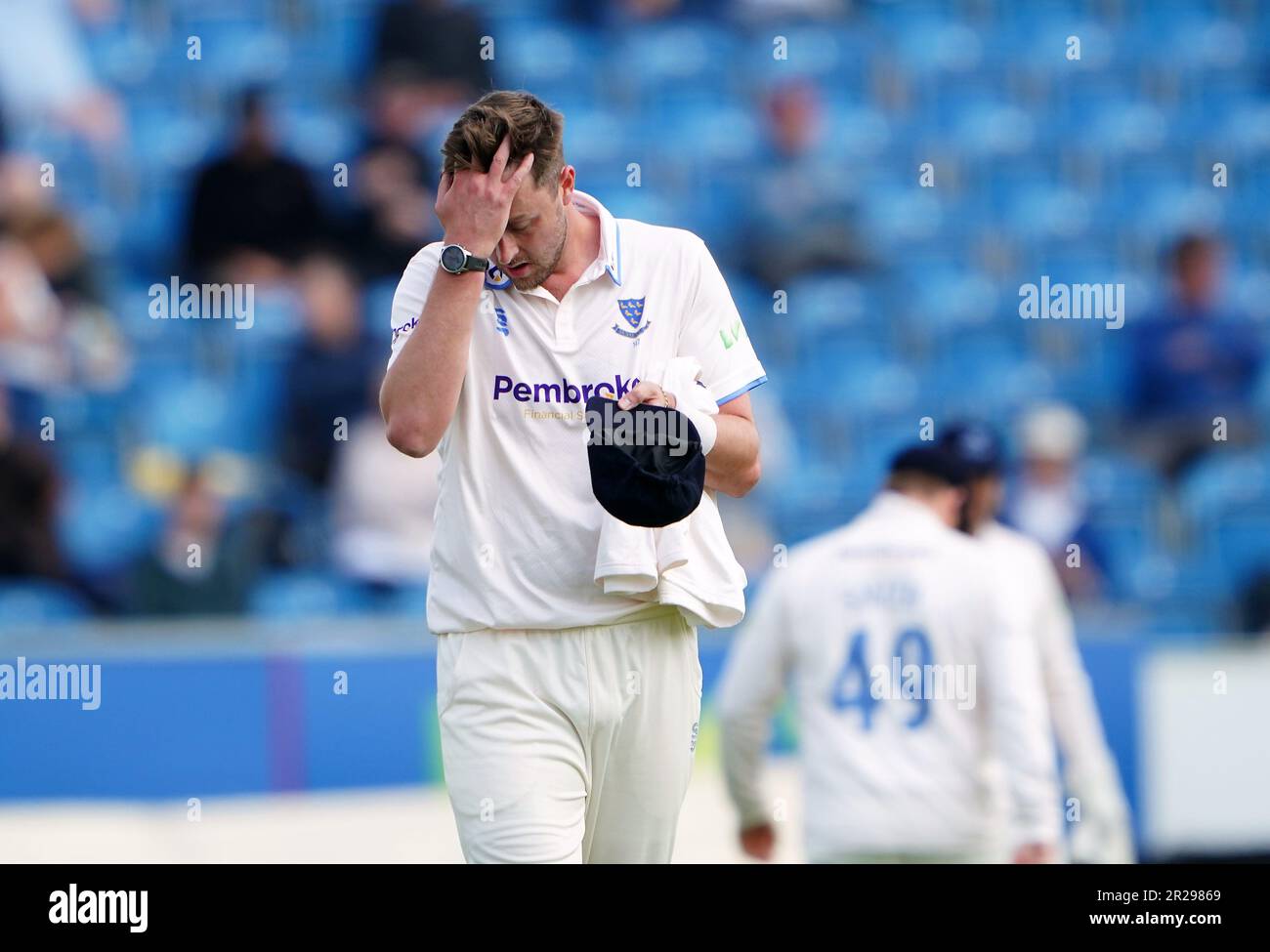 Sussex's Ollie Robinson il primo giorno della partita LV= Insurance County Championship al Central County Ground 1st, Hove. Data immagine: Giovedì 18 maggio 2023. Foto Stock