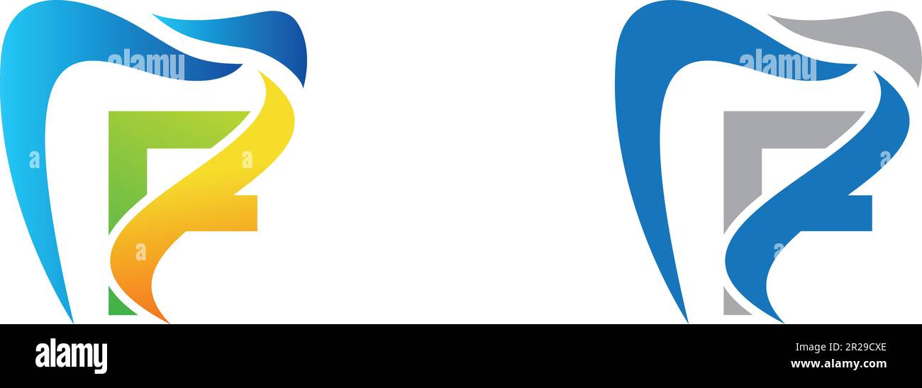 Logo dentale con lettera f vettore Illustrazione Vettoriale