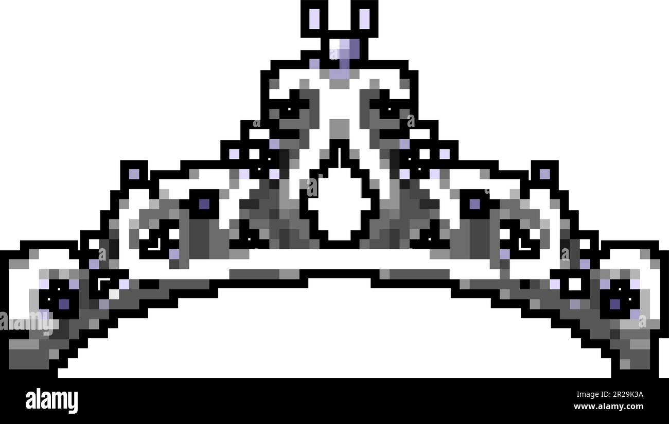 illustrazione vettoriale pixel art gioco corona regina tiara Illustrazione Vettoriale