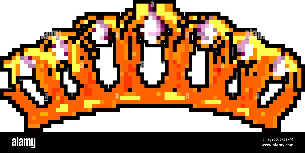 illustrazione vettoriale pixel art gioco corona diadem tiara Illustrazione Vettoriale