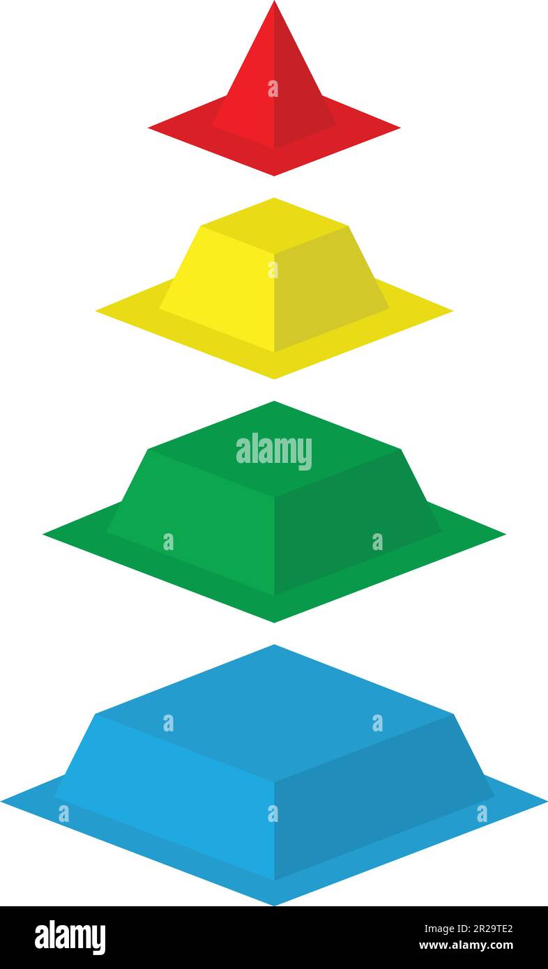 Quattro pezzi di colori diversi da una piramide Illustrazione Vettoriale Quattro pezzi di colori diversi da una piramide Illustrazione Vettoriale