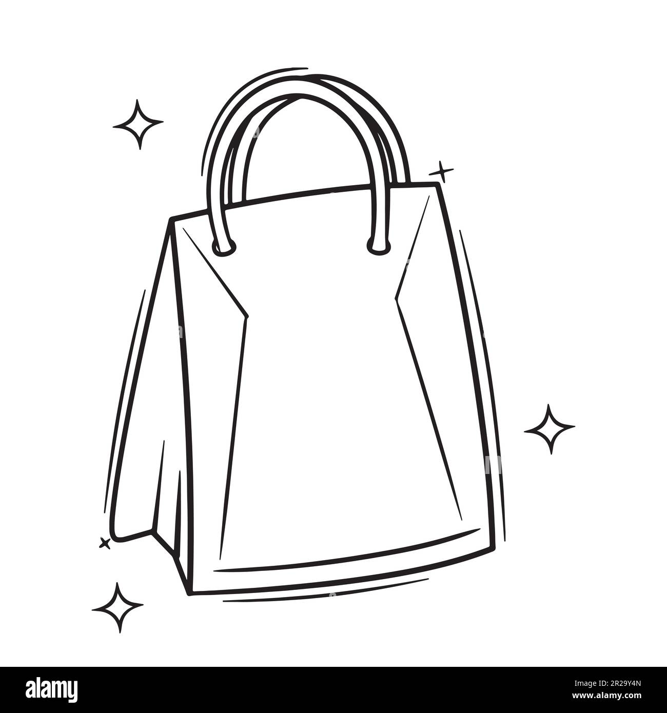 Borsa da shopping disegnata a mano. Illustrazione dello schizzo vettoriale di Doodle Illustrazione Vettoriale