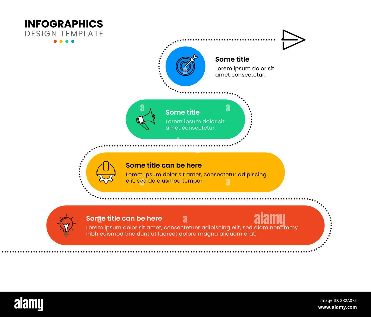 Modello infografico con icone e 4 opzioni o passaggi. Piramide. Può essere utilizzato per il layout del flusso di lavoro, il diagramma, il banner, il webdesign. Illustrazione vettoriale Illustrazione Vettoriale