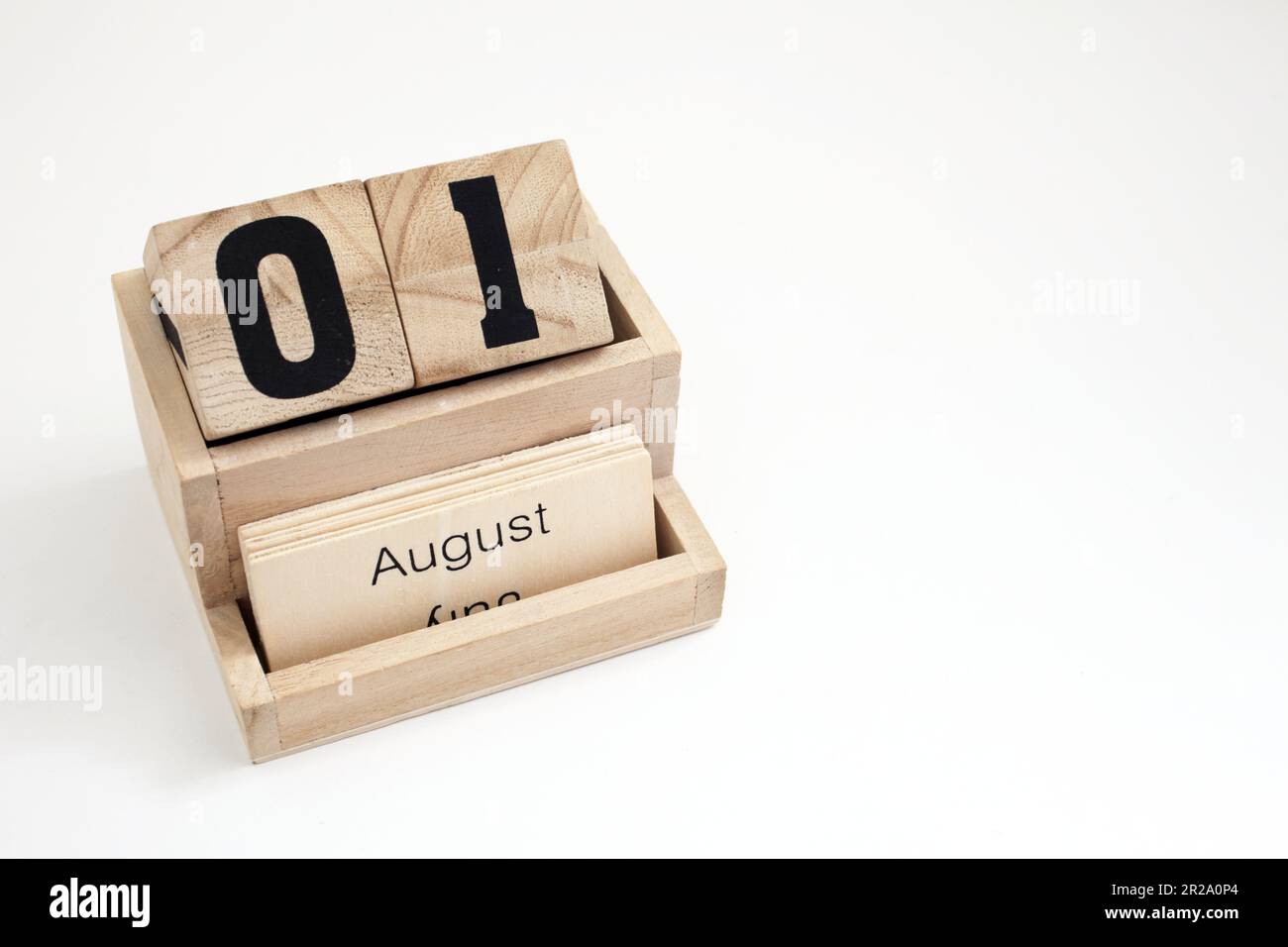 Calendario perpetuo di legno che mostra il 1st agosto Foto Stock
