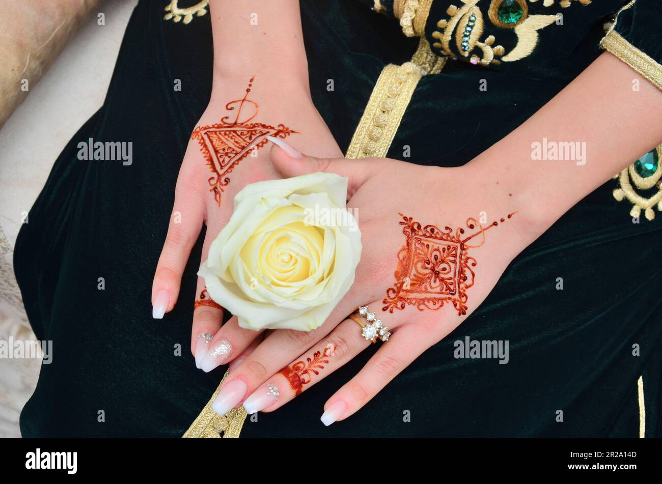 Hennè Tattoo su Hennè Hand.Wedding della sposa Foto Stock