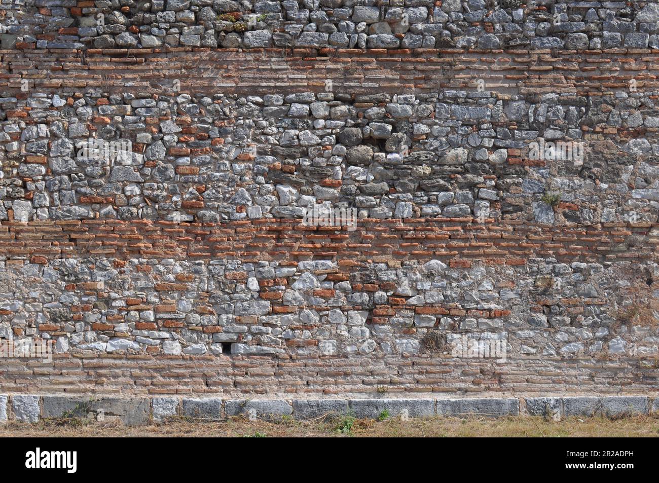 Primo piano di un muro romano in Grecia Foto Stock