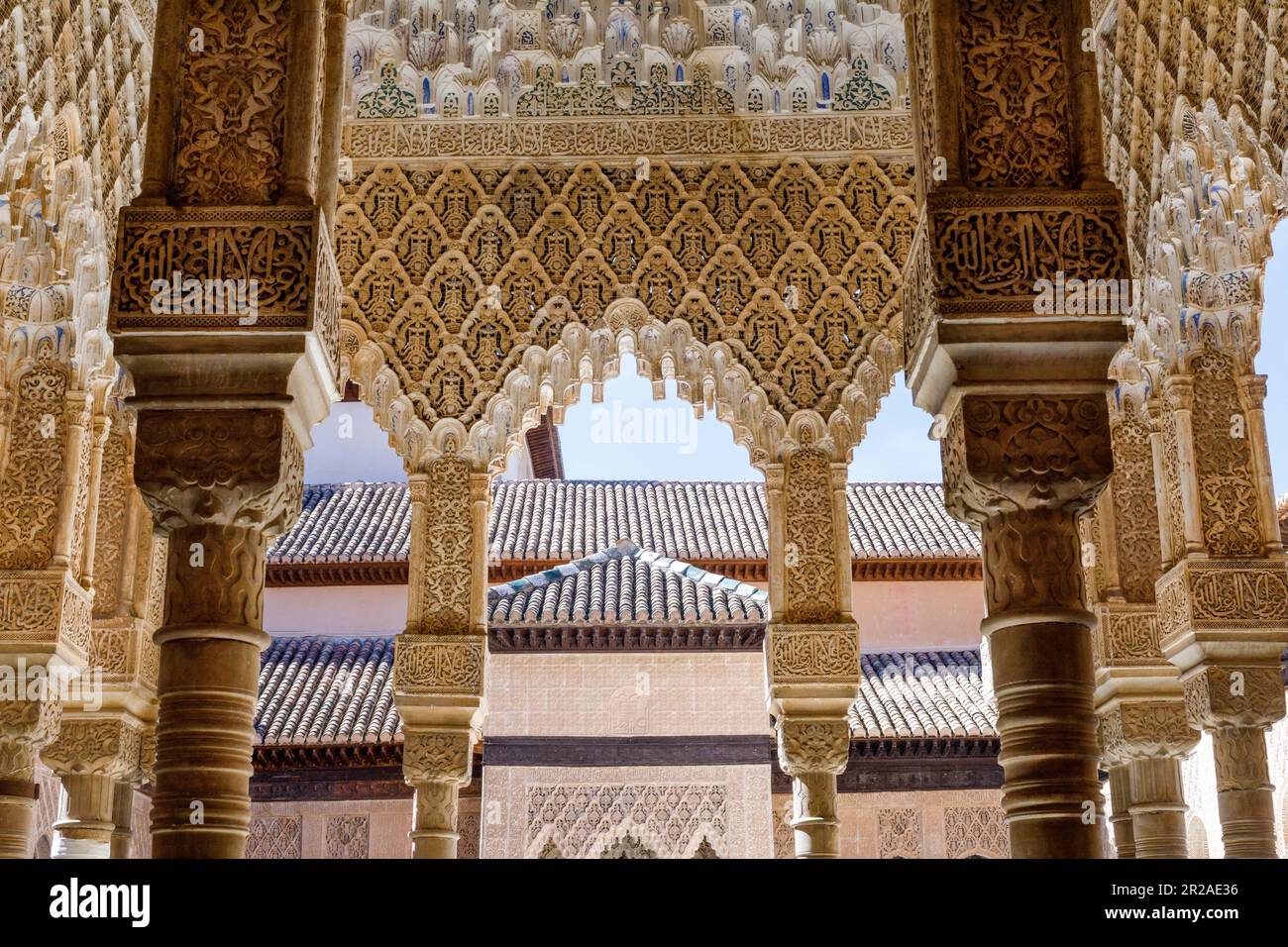 Spagna, Andalusia, Granada, Generallife, palazzo estivo, Dettagli di architettura interna, influenza moresca Foto Stock