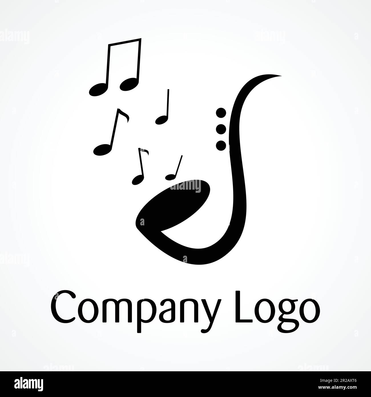 Sassofono con notazioni musicali, per musica, jazz, logo Illustrazione Vettoriale